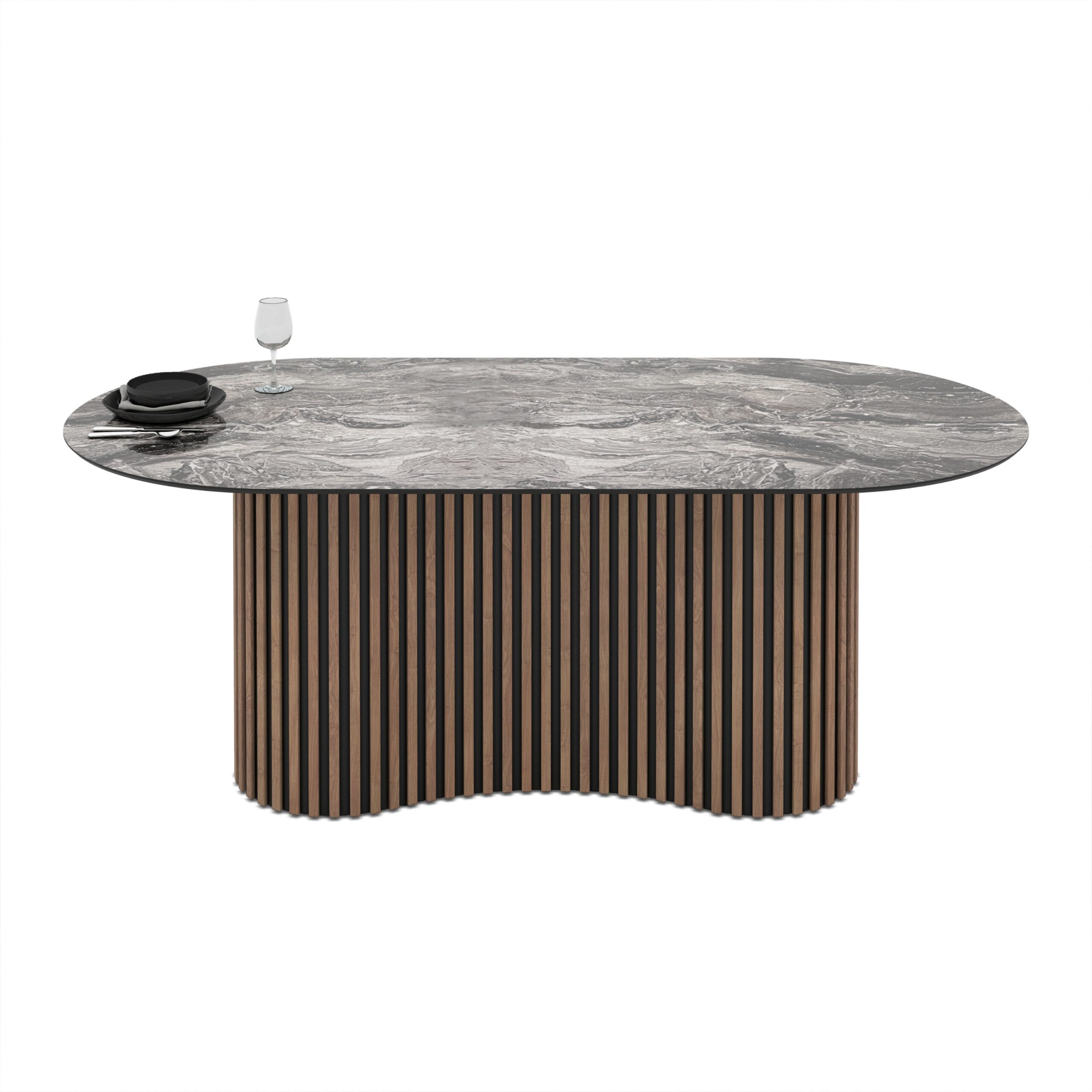 Söögilaud Oscar 200 / Cosmos High Gloss, hall (marmormuster) - pilt 3