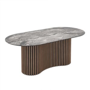 Söögilaud Oscar 200 / Cosmos High Gloss, hall (marmormuster)