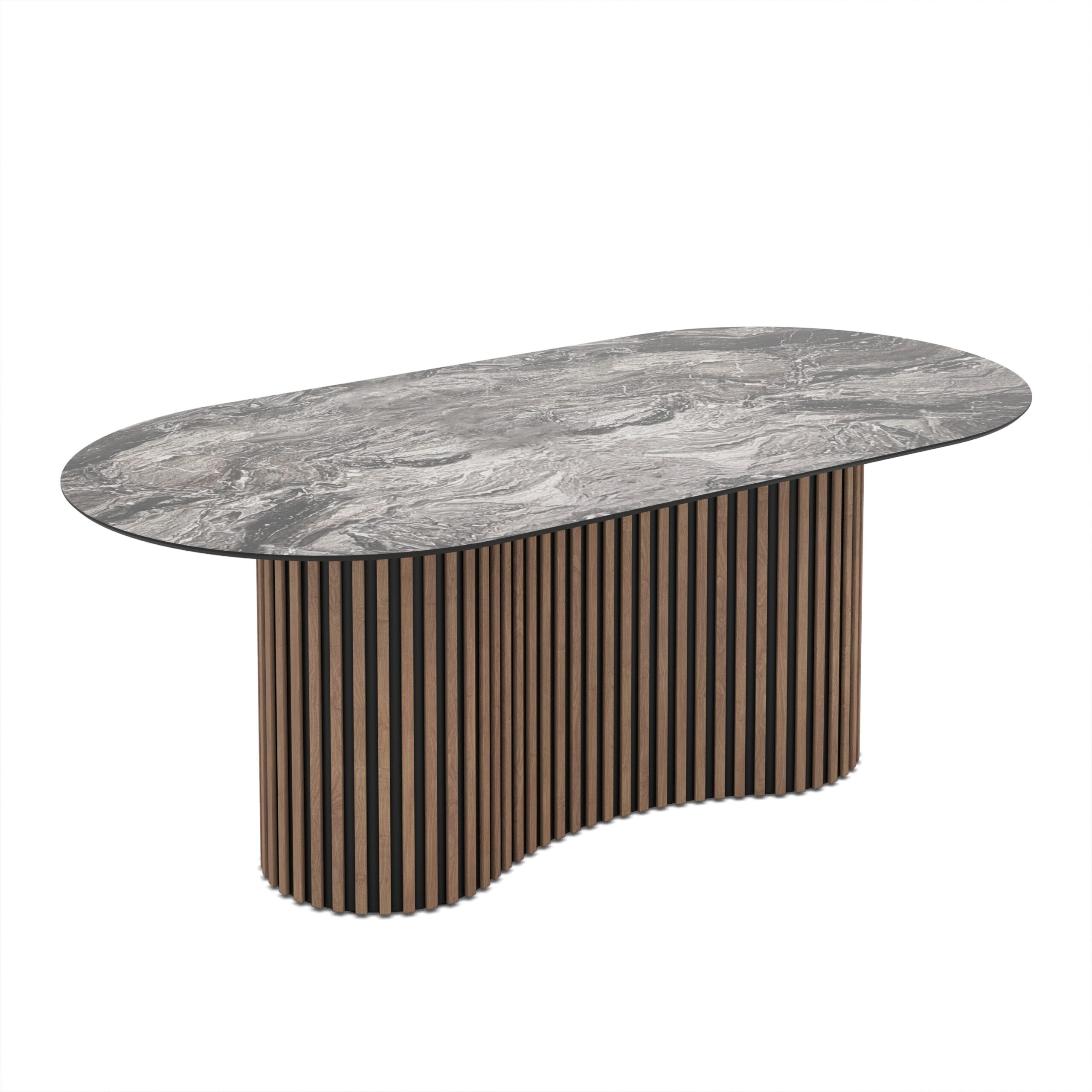 Söögilaud Oscar 200 / Cosmos High Gloss, hall (marmormuster)