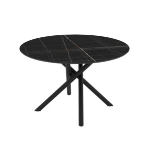 Ümmargune söögilaud Venus 120 / Sonata Super Matt, Must (marmorimuster)