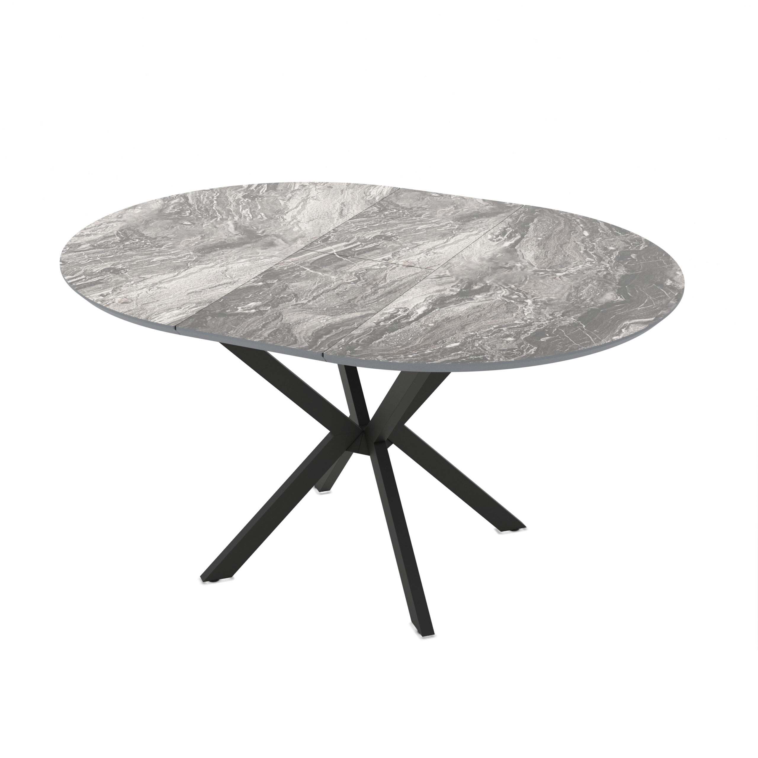 Pikendatav söögilaud Dobok 110 / Cosmos High Gloss, hall (marmorimustriga) - pilt 5