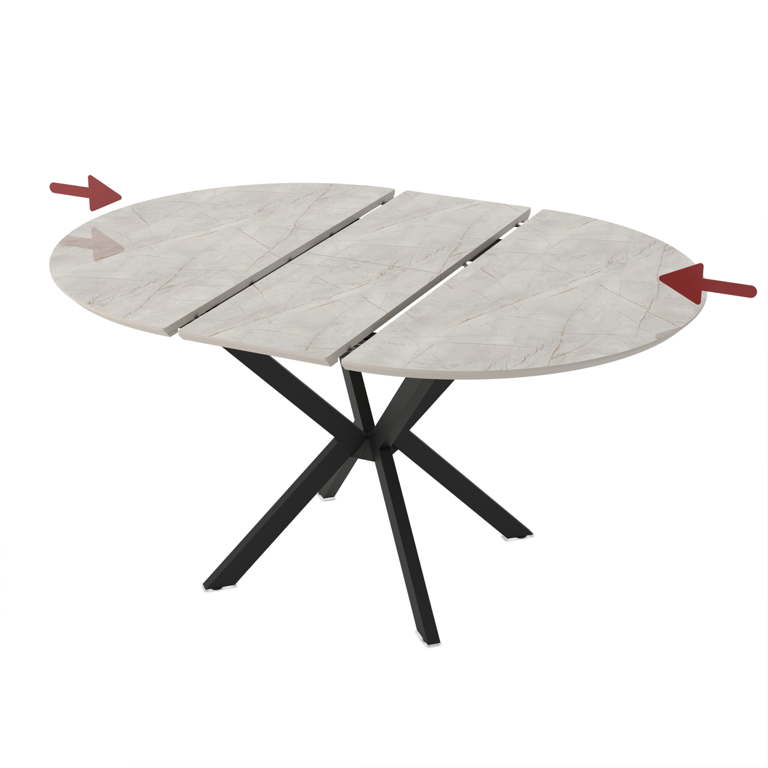Laiendatav söögilaud Dobok 110 / Lagina High Gloss, Hall (marmormuster) - pilt 4